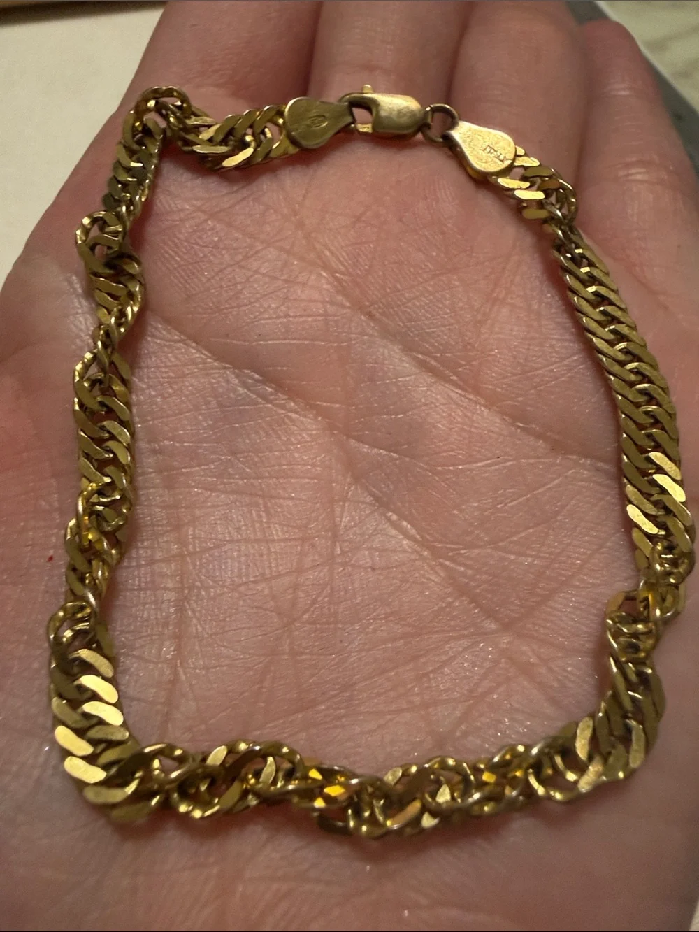 Sterling Silver 925 Gold-Tone Twisted Figaro Bracelet size 8in